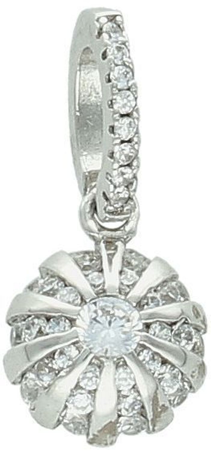 Zjawiskowa okrągła zawieszka damska wykonana ze srebra próby 925, w całości wysadzana błyszczącymi cyrkoniami. Waga 1,10 g, wymiary 2,0 × 0,8 cm. Model W 1907 – elegancja i blask w jednym.1.jpg